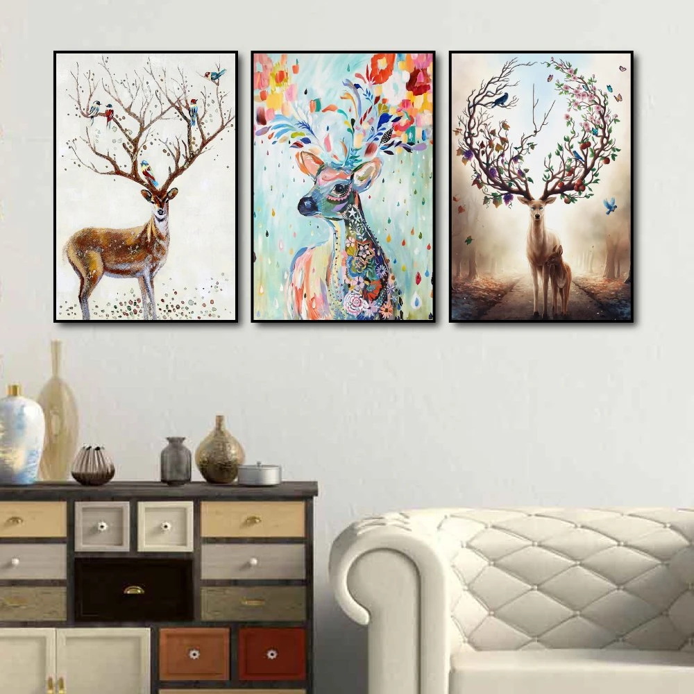 Tranh Treo Tường Hươu Hoa Tài Lộc