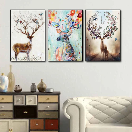 Tranh Treo Tường Hươu Hoa Tài Lộc