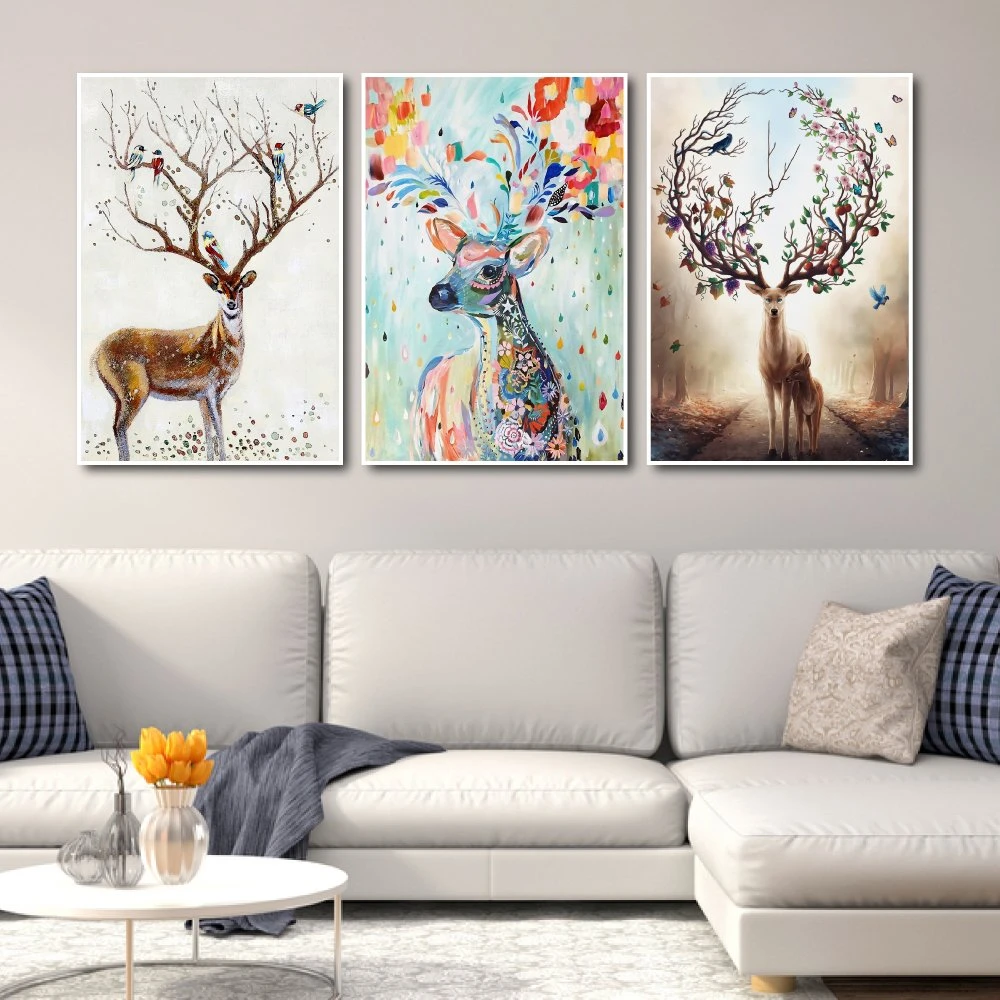 Tranh Treo Tường Hươu Hoa Tài Lộc