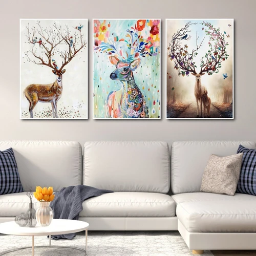 Tranh Treo Tường Hươu Hoa Tài Lộc