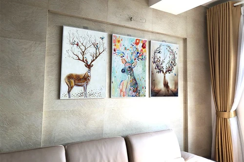 Tranh Treo Tường Hươu Hoa Tài Lộc