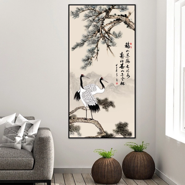 Tranh thủy mặc tùng hạc diên niên