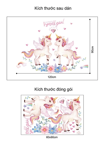 Decal dán tường ngựa hồng