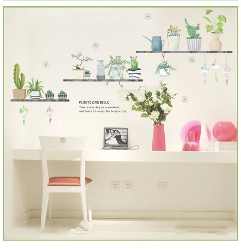 Combo decal bộ lá cây xanh và xương rồng