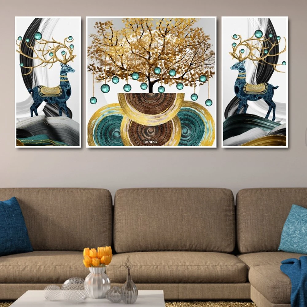 Tranh treo tường cây nghệ thuật và đôi hươu