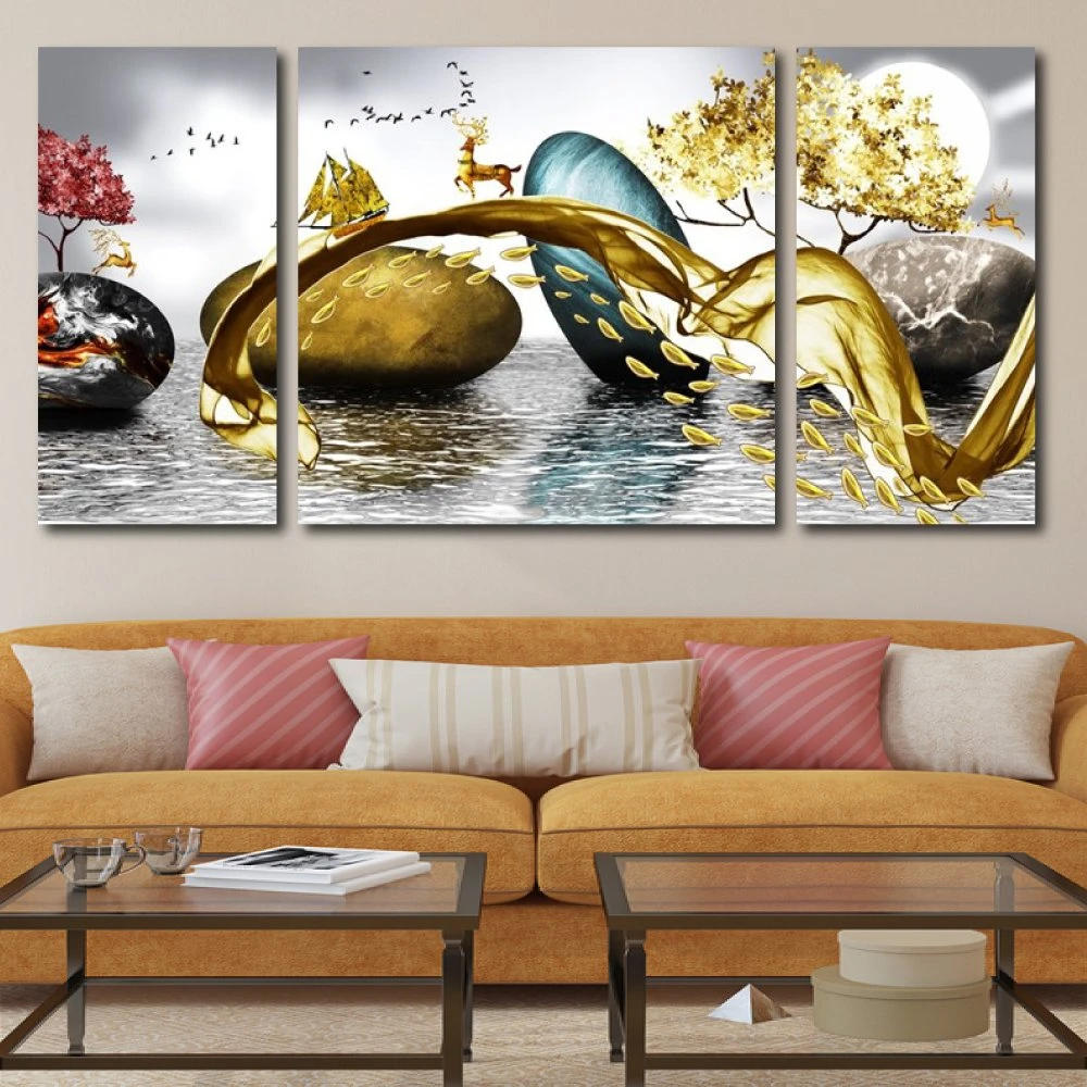 Tranh treo tường nai vàng vượt biển