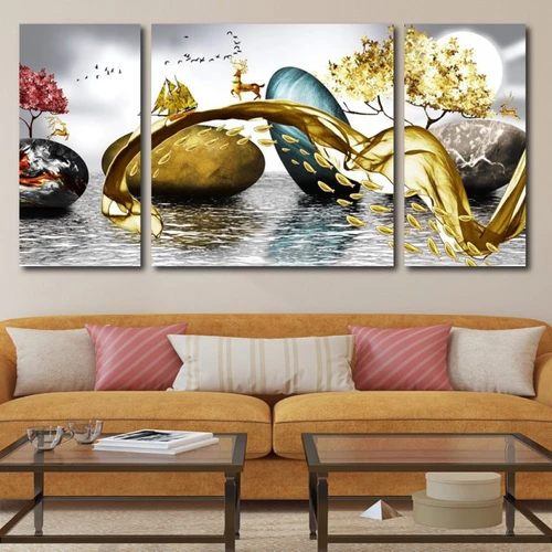 Tranh treo tường nai vàng vượt biển