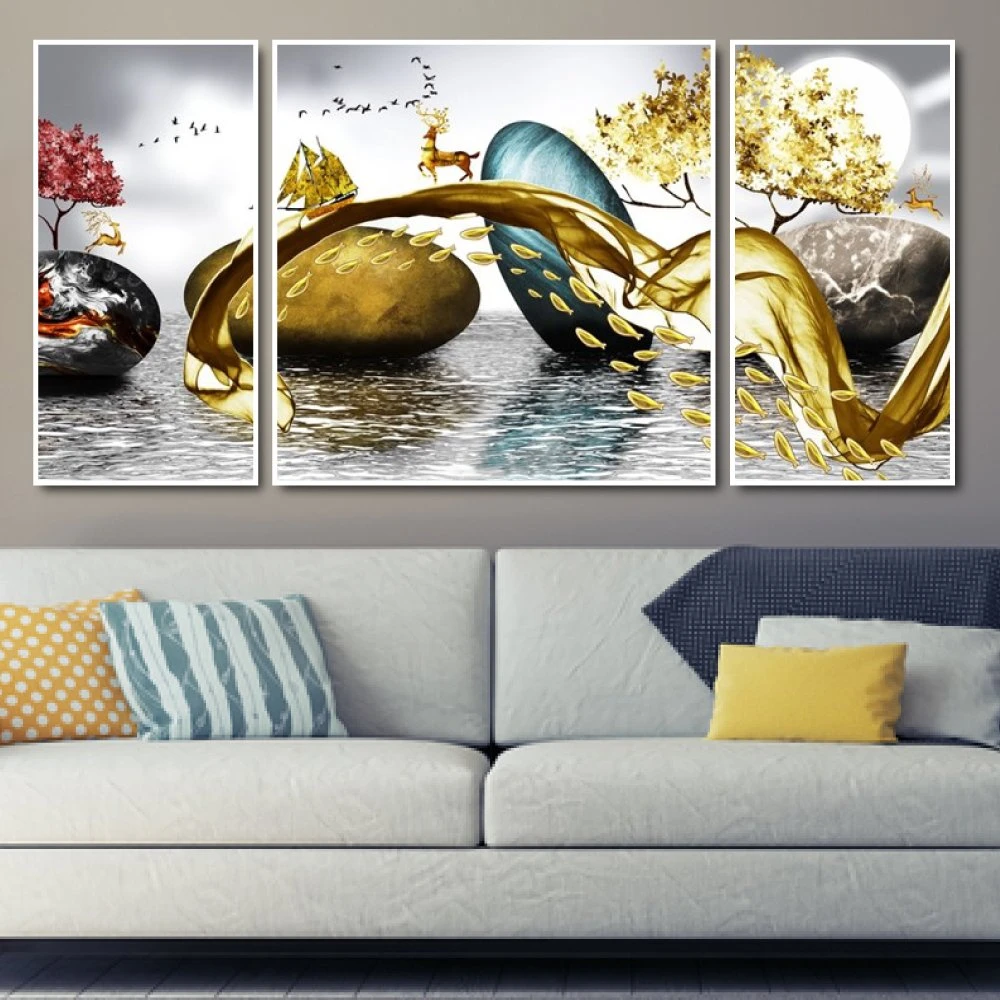 Tranh treo tường nai vàng vượt biển