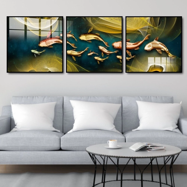 Tranh nghệ thuật trừu tượng cá chép vàng