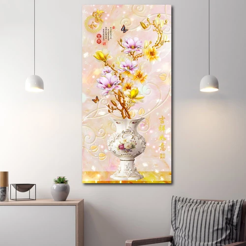 Tranh treo tường chậu hoa sứ vàng