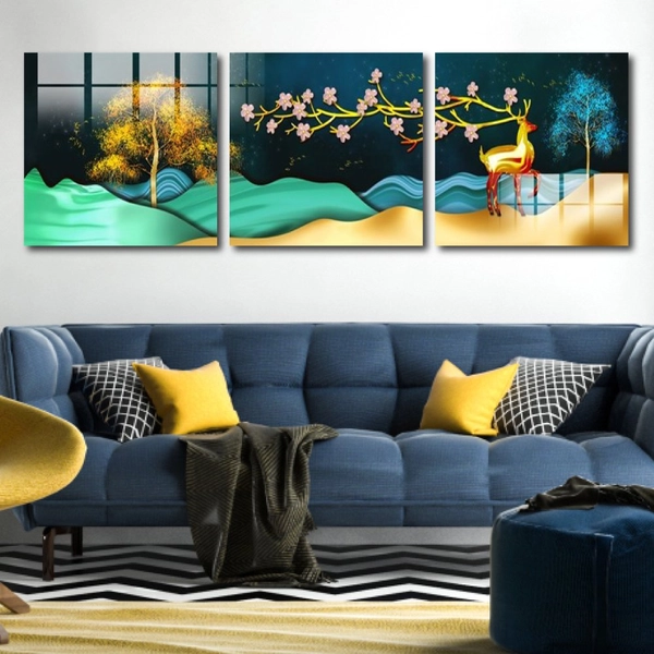 Tranh nghệ thuật trừu tượng nai và hoa