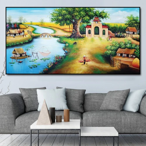 Tranh treo tường cổng làng gốc đa