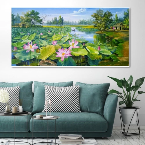 Tranh treo tường hồ sen quê