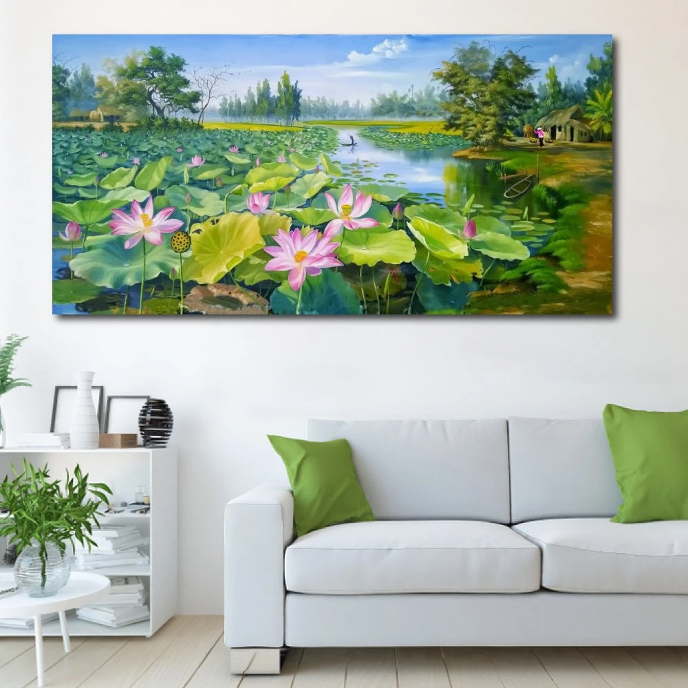 Tranh treo tường hồ sen quê
