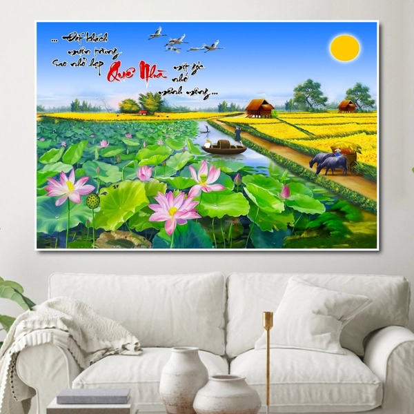 Tranh treo tường hồ sen quê nhà