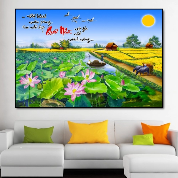 Tranh treo tường hồ sen quê nhà