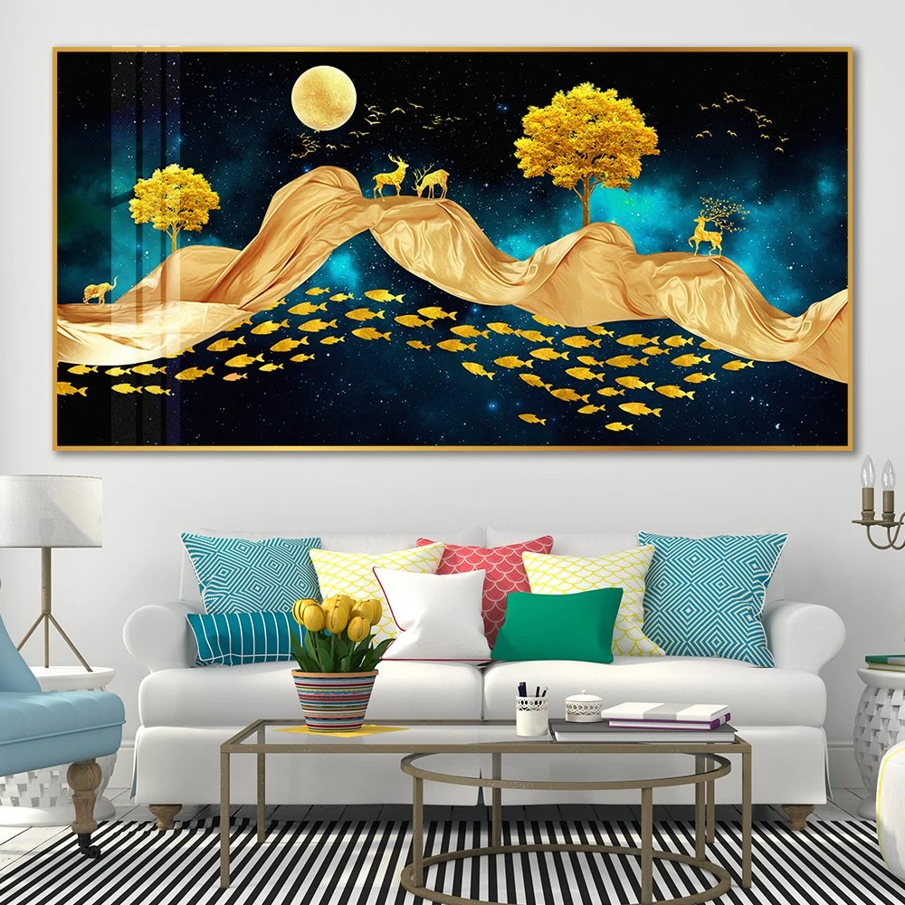 Tranh Treo Tường Nai Vàng Dưới Trời Đêm 4