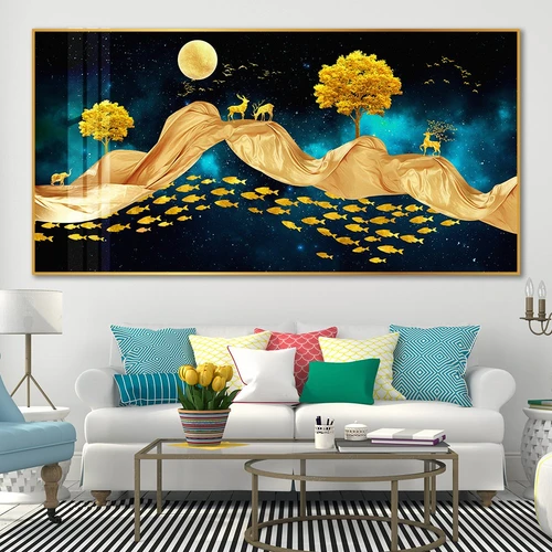 Tranh Treo Tường Nai Vàng Dưới Trời Đêm 4