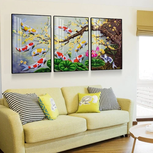 Tranh Treo Tường 3D Mai Vàng Bên Hồ Sen