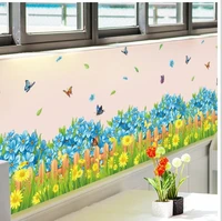 Decal dán tường hoa xanh chen sắc vàng