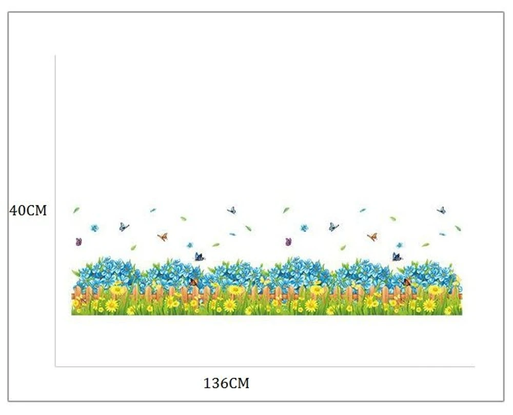 Decal dán tường hoa xanh chen sắc vàng