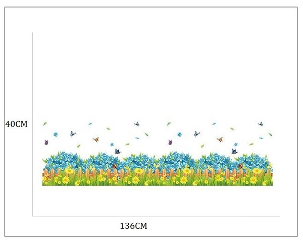 Decal dán tường hoa xanh chen sắc vàng