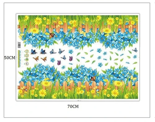 Decal dán tường hoa xanh chen sắc vàng