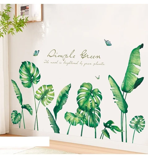 Decal dán tường lá xanh mát mẻ