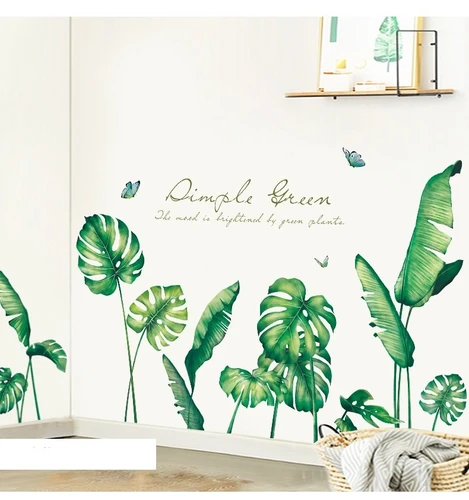 Decal dán tường lá xanh mát mẻ