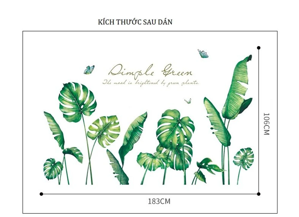 Decal dán tường lá xanh mát mẻ