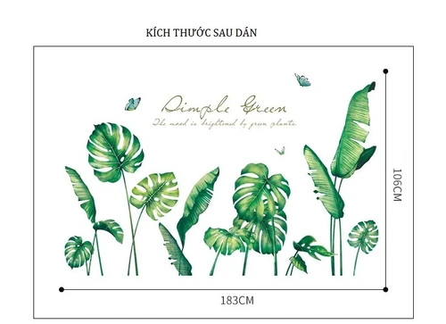 Decal dán tường lá xanh mát mẻ