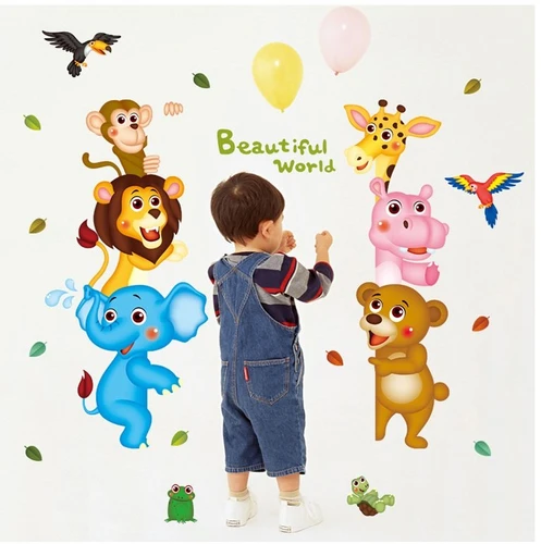 Decal dán tường vườn thú ngộ nghĩnh