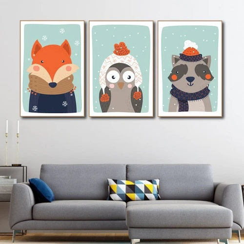 Tranh treo tường gấu con và các bạn