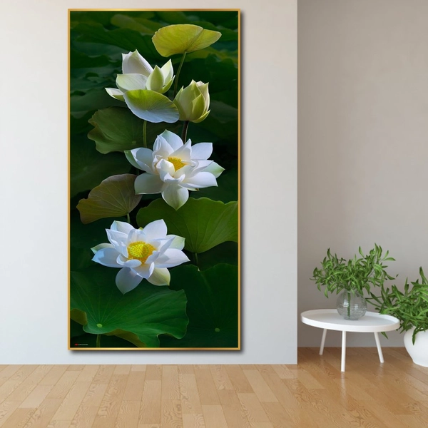 Tranh treo tường sen trắng nở rộ