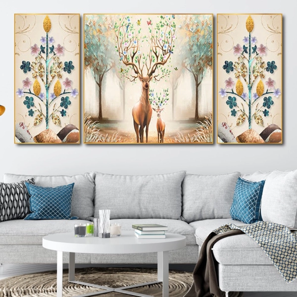 Tranh treo tường hươu sắc màu