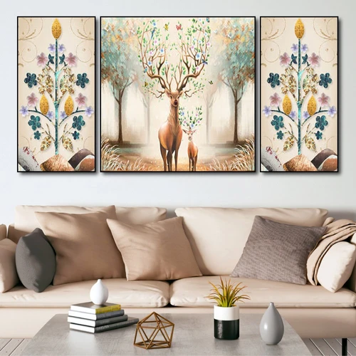 Tranh treo tường hươu sắc màu