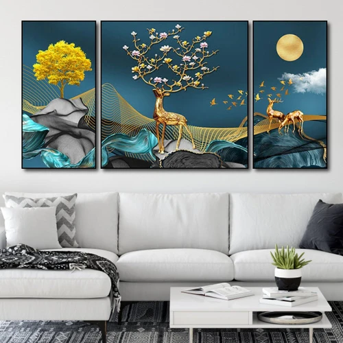 Tranh Treo Tường Hươu Và Hoa