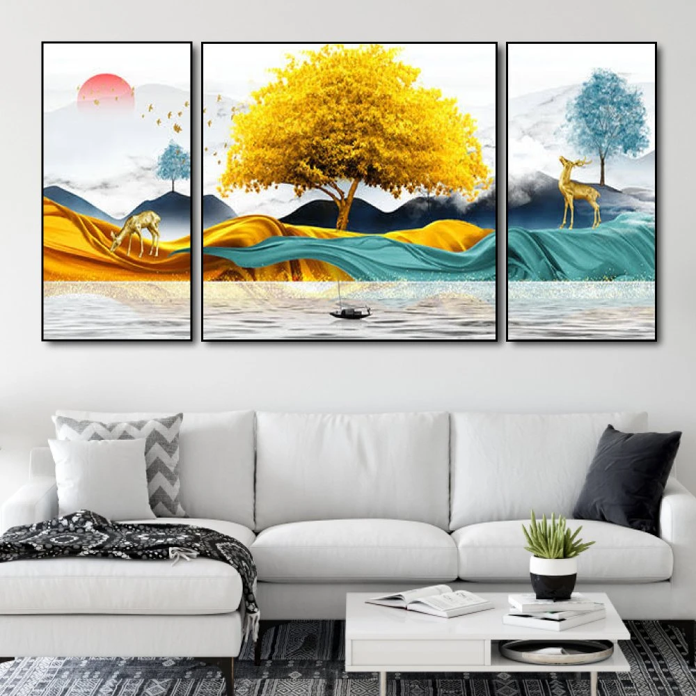 Tranh treo tường rừng vàng và biển bạc