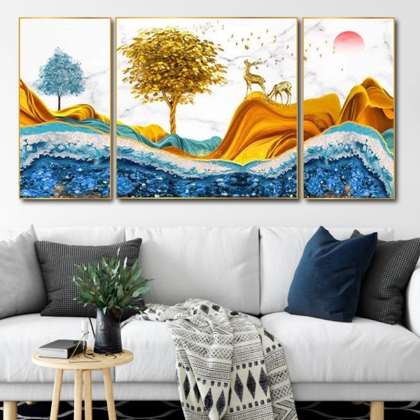 Tranh treo tường rừng vàng và núi bạc