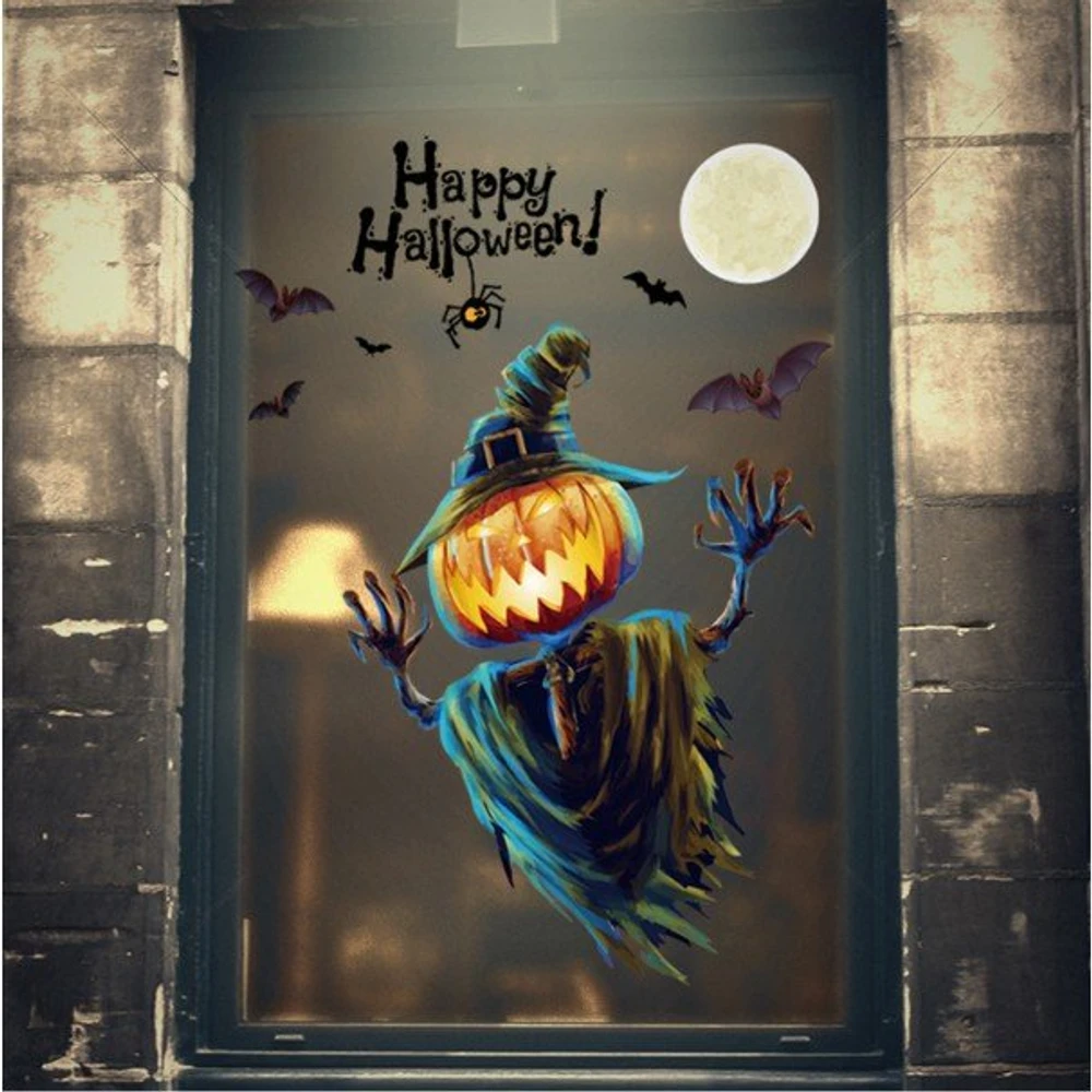 Decal trang trí halloween bóng ma bí ngô