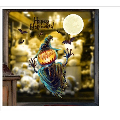 Decal trang trí halloween bóng ma bí ngô