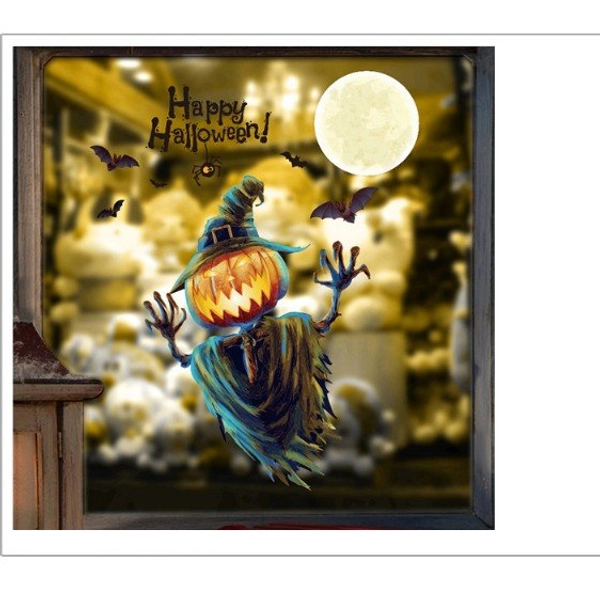 Decal trang trí halloween bóng ma bí ngô