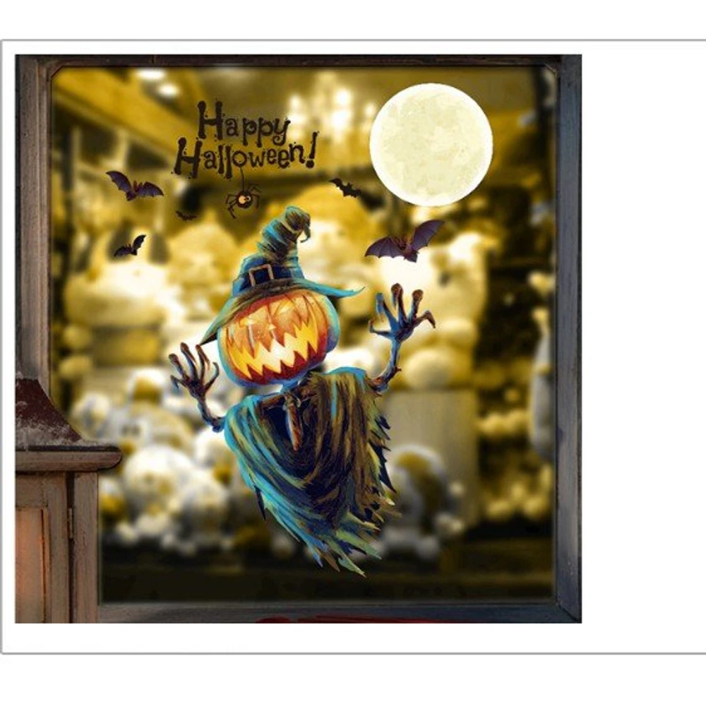 Decal trang trí halloween bóng ma bí ngô