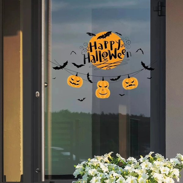 Decal 2 mặt trang trí halloween happy halloween