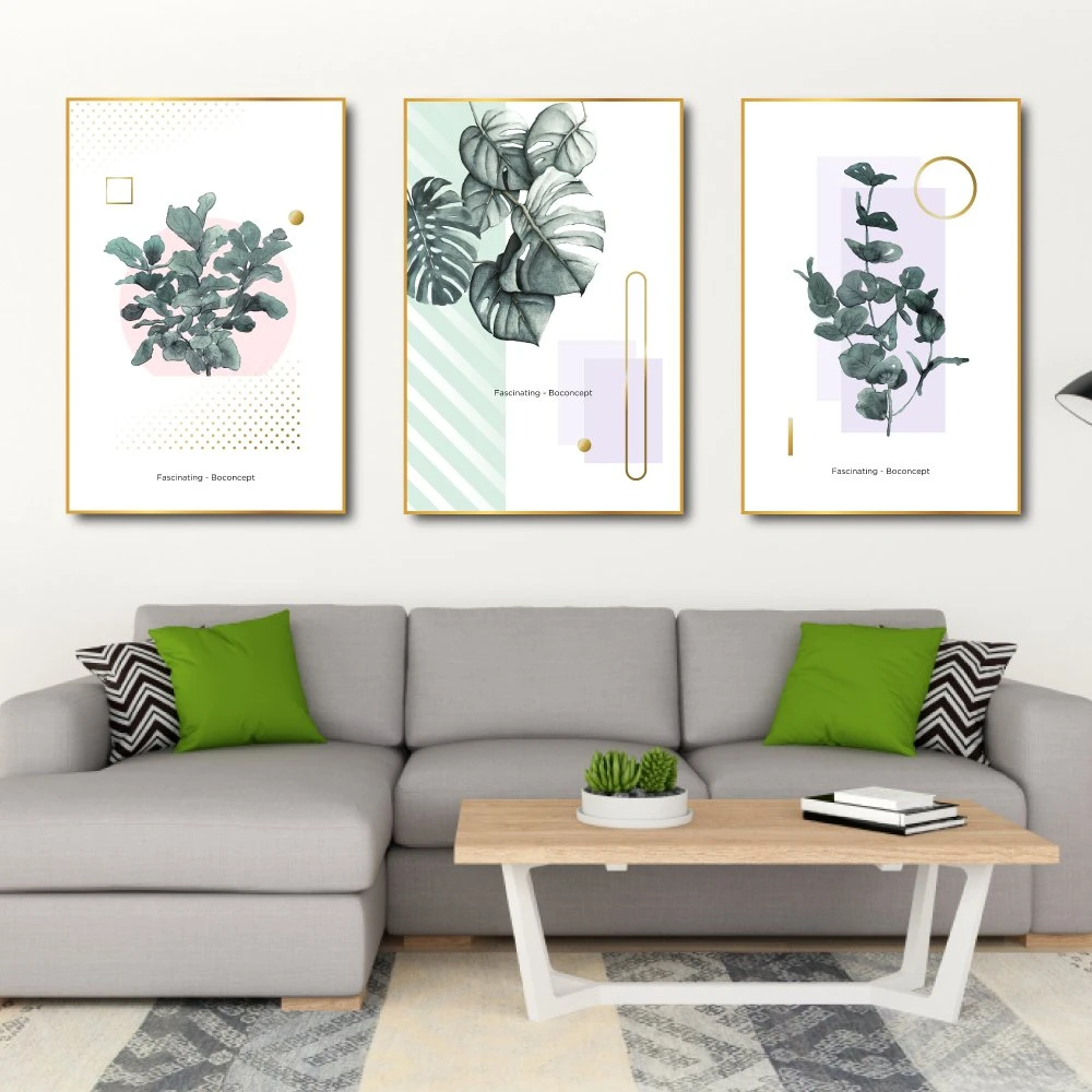 Bộ tranh treo tường 3 lá xanh