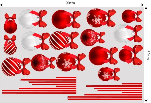 Combo decal trang trí ông già noel và hộp quà đỏ