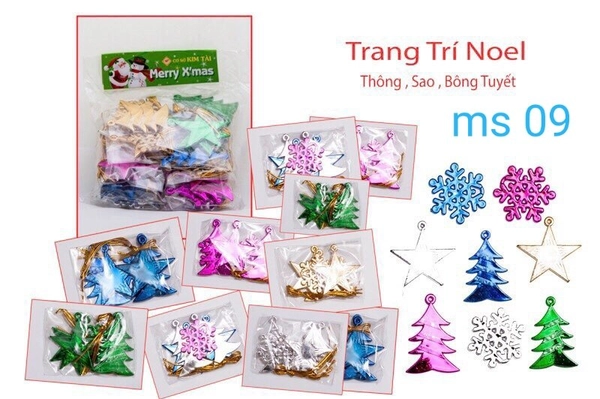 Set 25 thông sao xi nhỏ treo cây thông noel