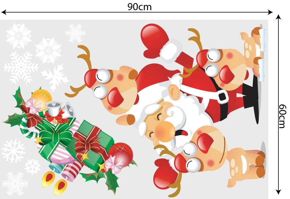 Decal trang trí combo ông già noel vui vè và đàn tuần lộc