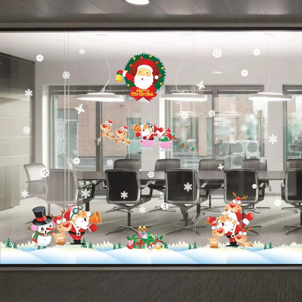 Decal trang trí combo ông già noel vui vè và đàn tuần lộc