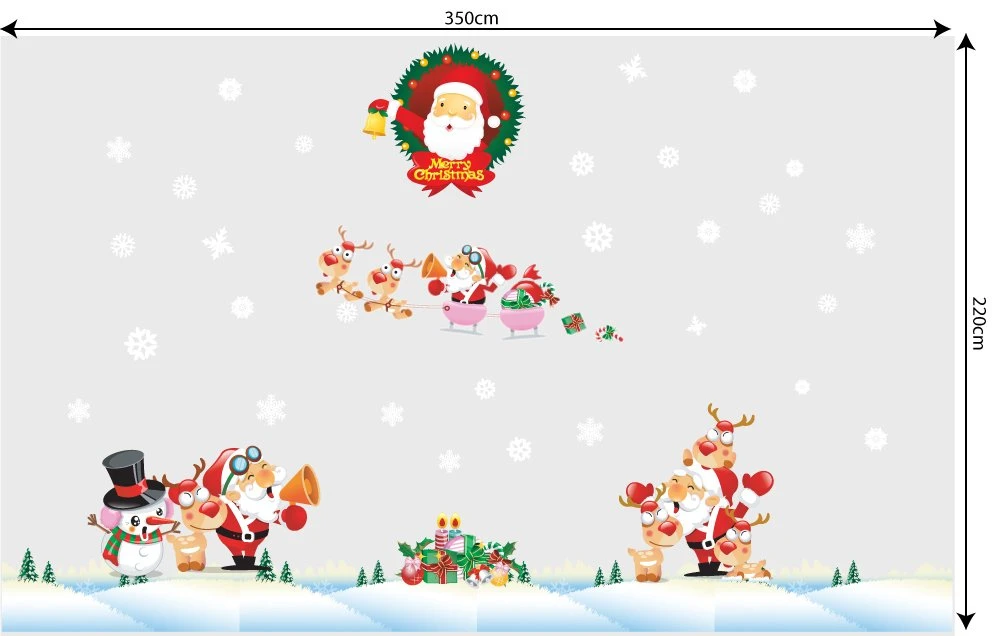 Decal trang trí combo ông già noel vui vè và đàn tuần lộc